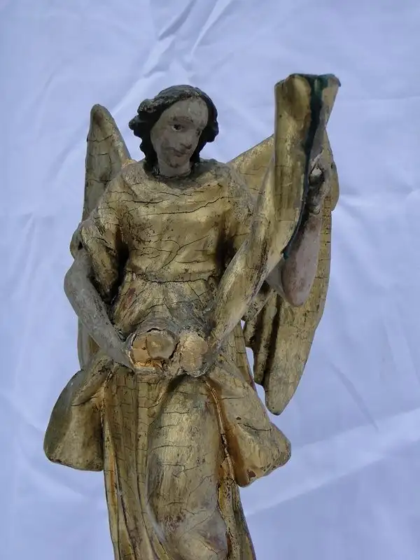 5692D-Engel-Figur- Holzfigur-geschnitzter Engel-bemalter Holzengel-Holzengel-ges 3