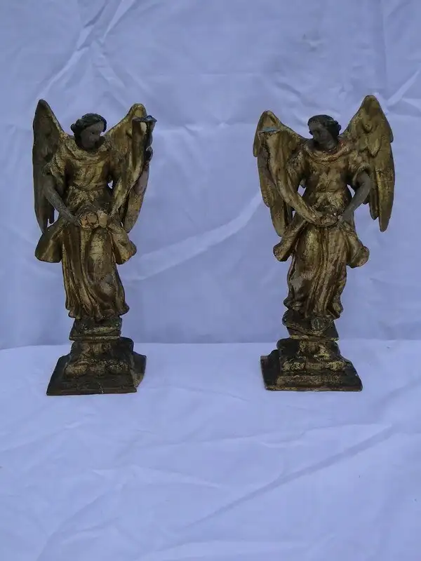 5692D-Engel-Figur- Holzfigur-geschnitzter Engel-bemalter Holzengel-Holzengel-ges 4