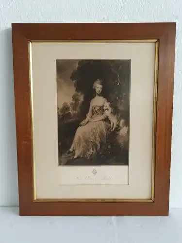 H263-Portrait-Gemälde-Bild-Radierung-Passepartout-gerahmt-