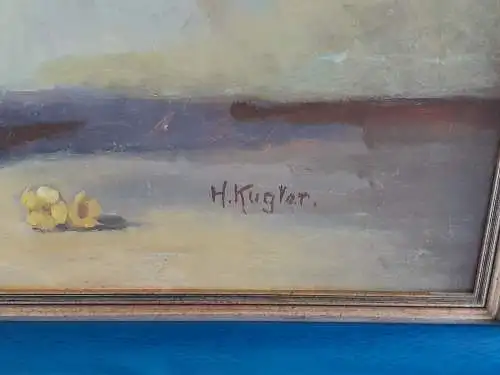 H628-Blumenbild-Öl auf Holz-Blumengemälde-Ölbild-Ölgemälde-signiert-gerahmt-