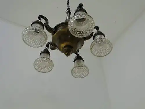 5913-Jugendstilluster-ORIGINAL-Messingluster-Lüster-Deckenleuchte-Jugendstil-Lus