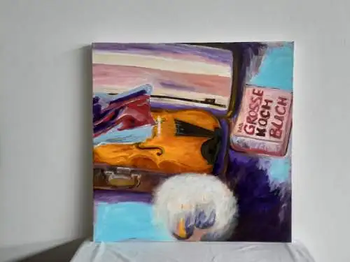 H586-Szenenbild-Öl auf Leinen-Gemälde-Bild-Musikinstrument-Johann Marsteurer-