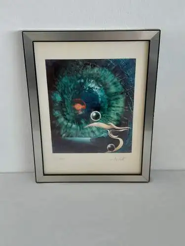 H1027-Kunstdruck-Gemälde-Bild-Passepartout-gerahmt-signiert-