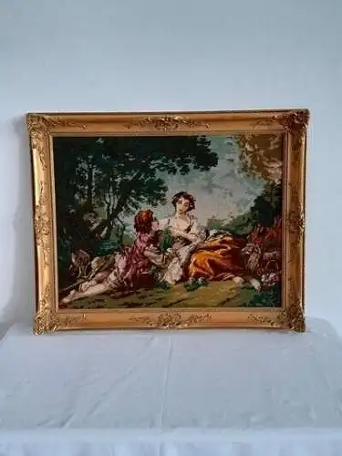 H1334-Gobelin-gesticktes Bild-Gemälde-gerahmt-Prunkrahmen