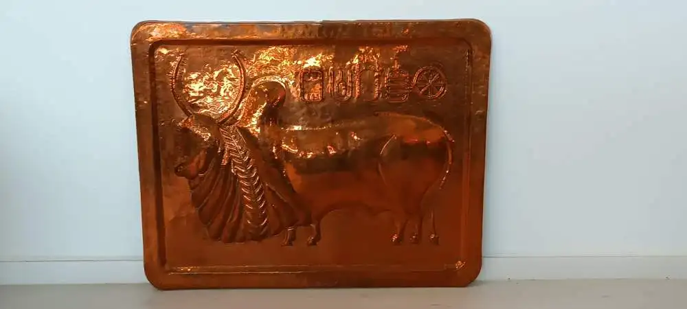 H61252-Kuperbild-Dekor-Wandbild-Kupfer-Bild-Gemälde-Wandgemälde-Heiliger Stier- 0