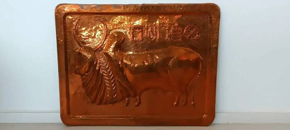 H61252-Kuperbild-Dekor-Wandbild-Kupfer-Bild-Gemälde-Wandgemälde-Heiliger Stier- 2