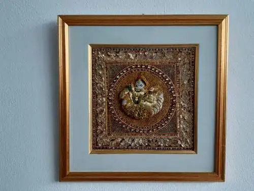 H527-Asiatiches-Götterbild-Gobelin-Bild-Wandteppich-gerahmt-asiatische-Kunst