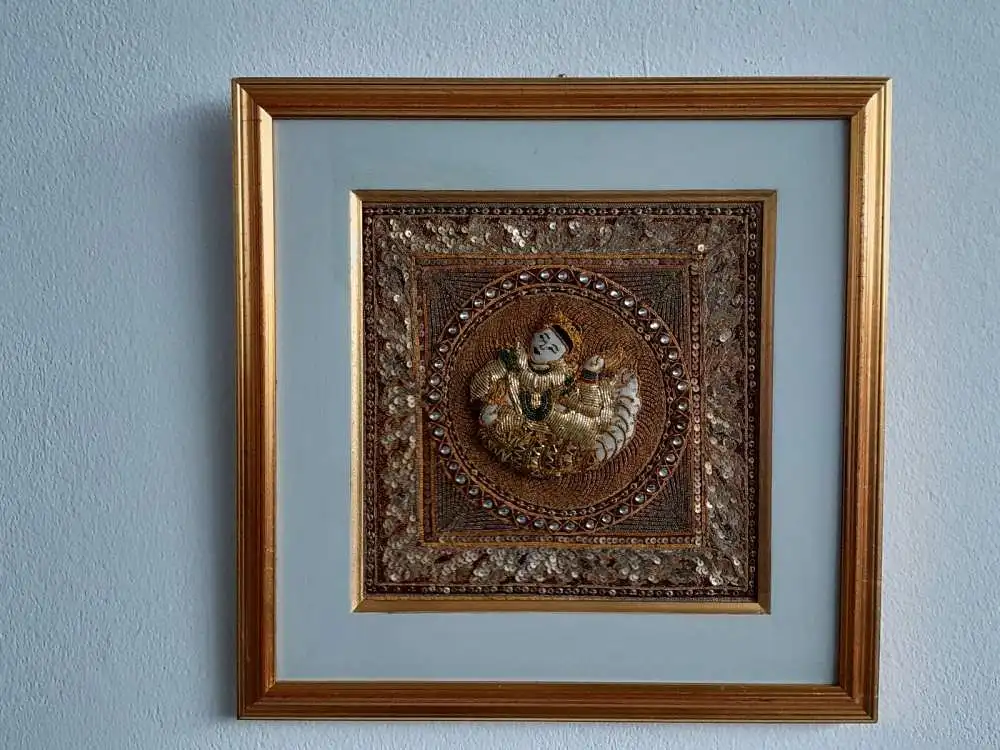 H527-Asiatiches-Götterbild-Gobelin-Bild-Wandteppich-gerahmt-asiatische-Kunst 1