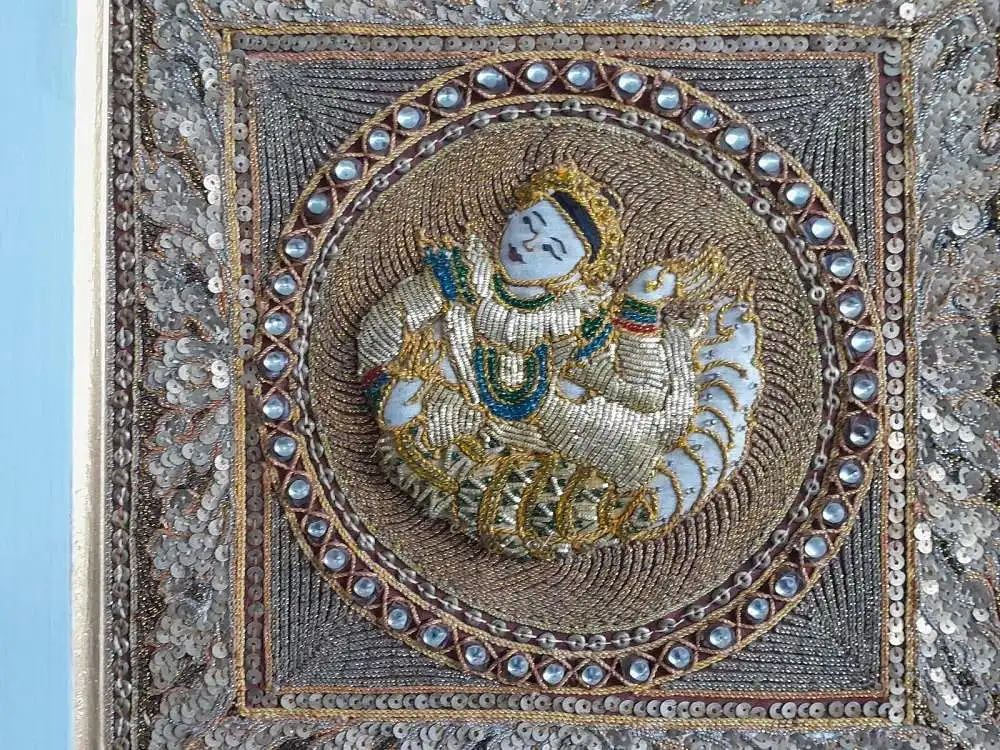 H527-Asiatiches-Götterbild-Gobelin-Bild-Wandteppich-gerahmt-asiatische-Kunst 2