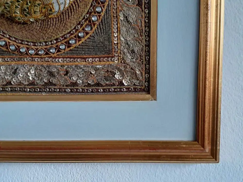 H527-Asiatiches-Götterbild-Gobelin-Bild-Wandteppich-gerahmt-asiatische-Kunst 3