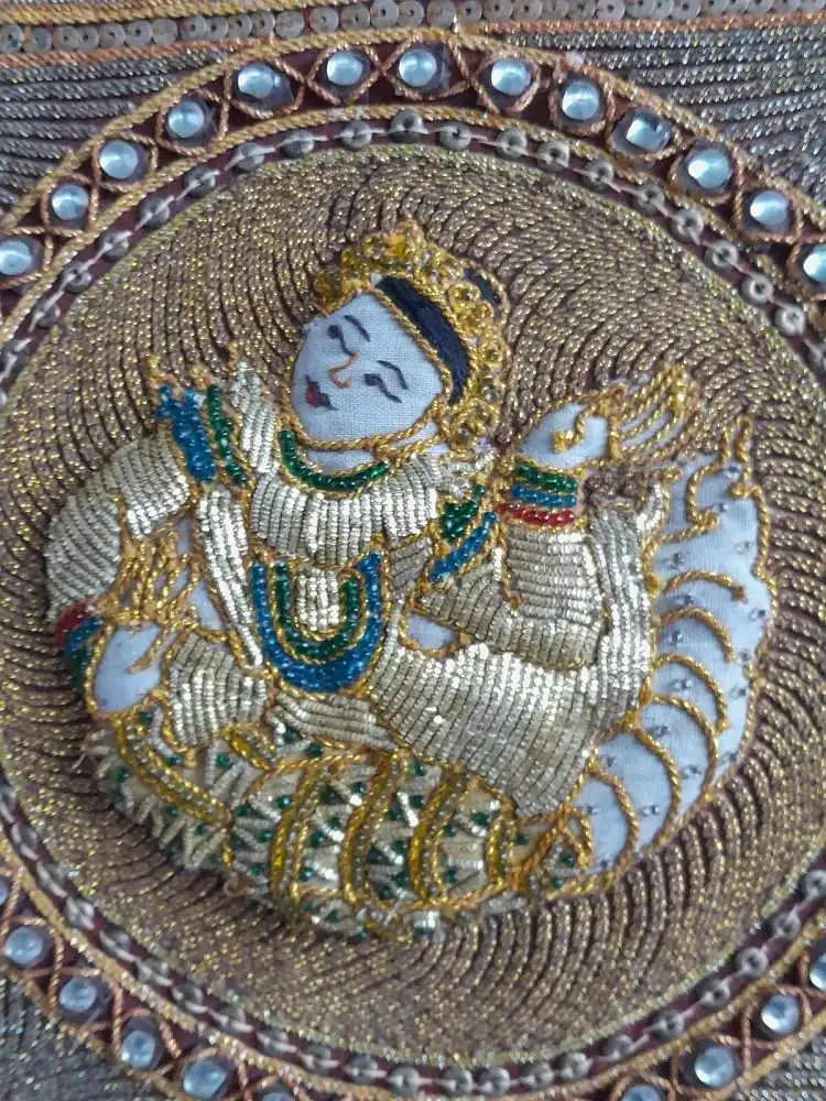 H527-Asiatiches-Götterbild-Gobelin-Bild-Wandteppich-gerahmt-asiatische-Kunst 5