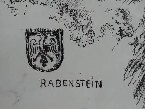 H520-Stadtbild-Rabenstein-Gemälde-Tuschezeichnung-gerahmt-Zeichnung-Bild-