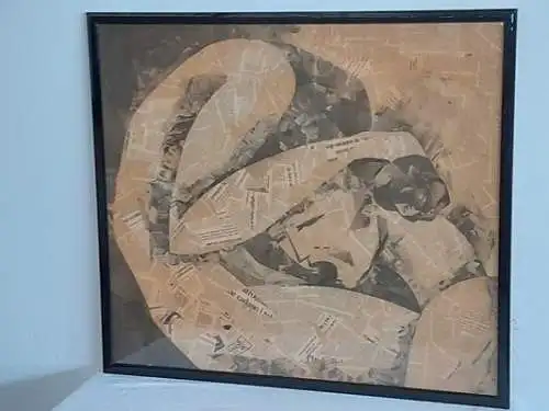 H1357-Collage-moderne Kunst-Bild-Gemälde-gerahmt-hinter Glas-