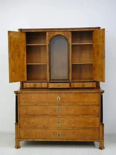 5575-Aufsatzkommode-Biedermeier-Ladenkommode mit Aufsatz-Schreibkommode-Esche-Se