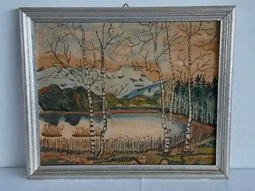 H1095-Landschaftsbild-Öl auf Holz-Ölbild-Ölgemälde-gerahmt-monogrammiert