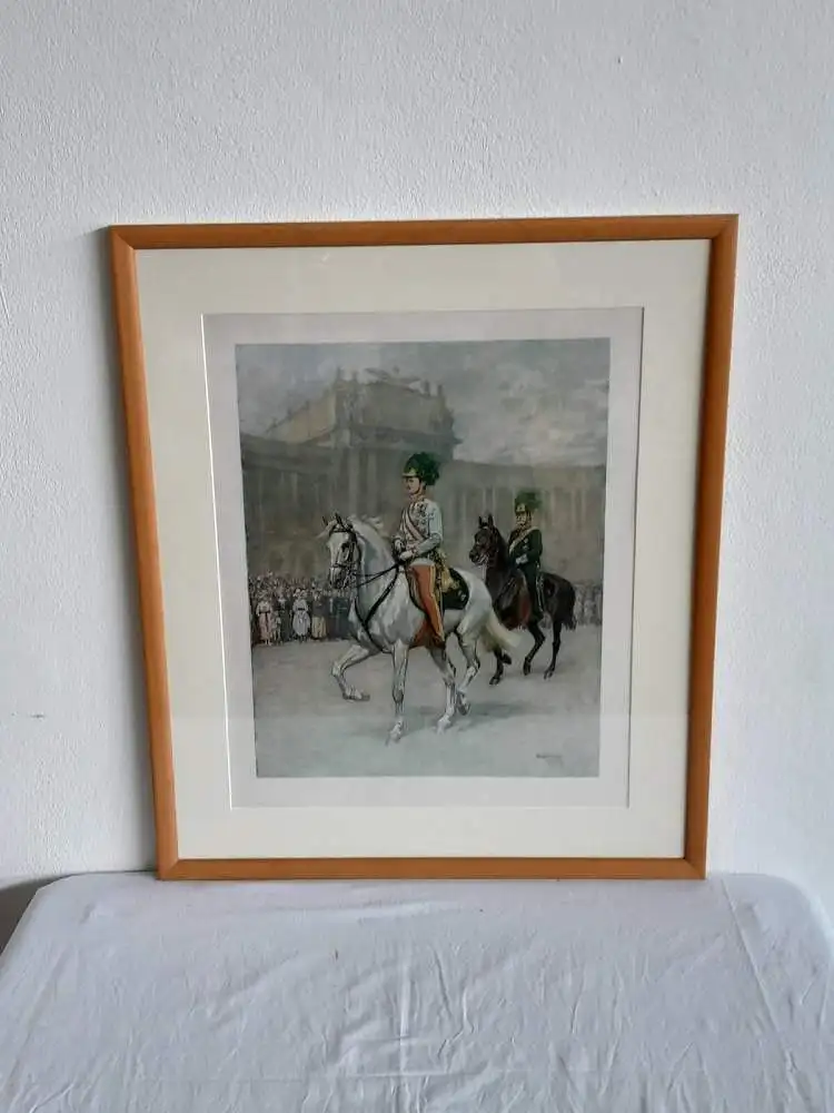 H405-Druck-Gemälde-Bild-Habsburger Monarchie-Passepartout-signiert-gerahmt- 0