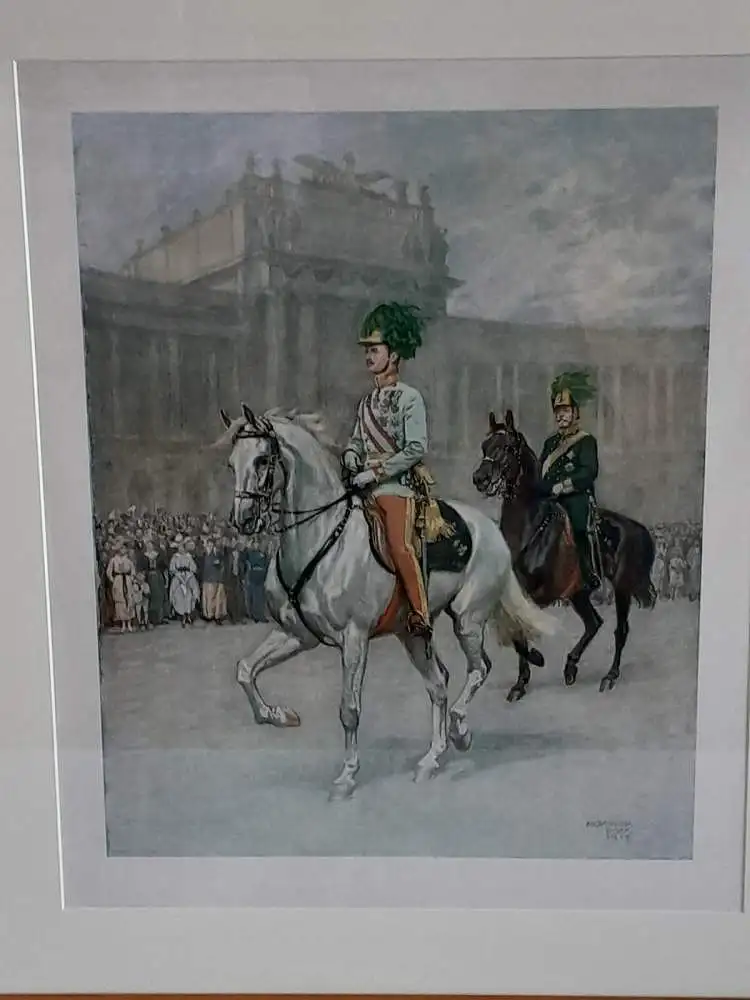 H405-Druck-Gemälde-Bild-Habsburger Monarchie-Passepartout-signiert-gerahmt- 1