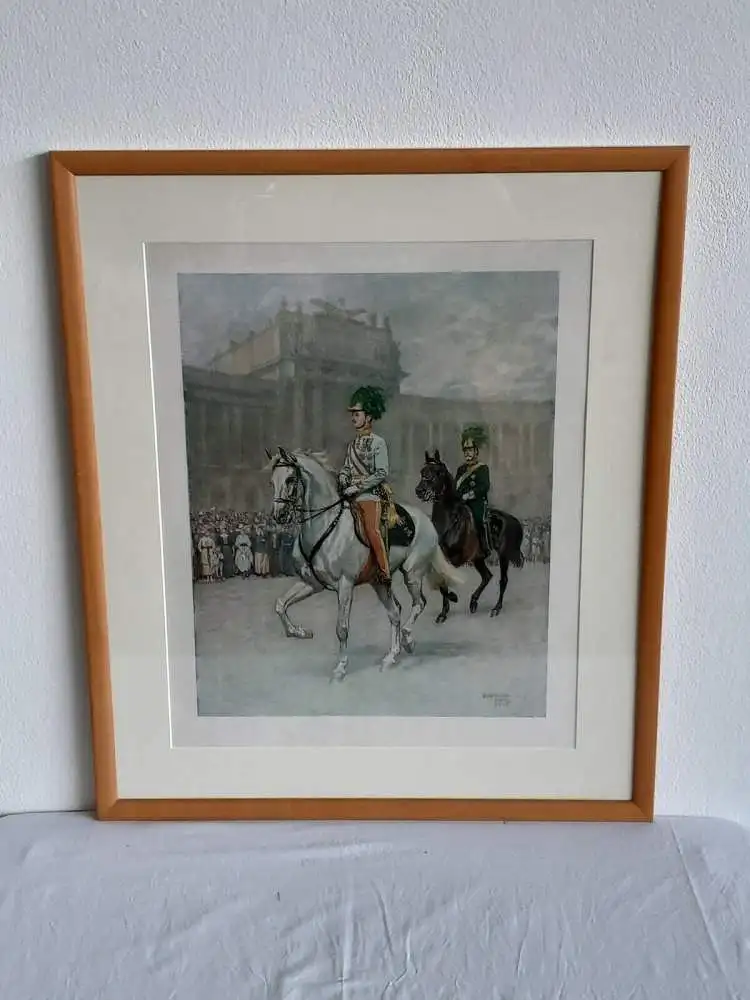 H405-Druck-Gemälde-Bild-Habsburger Monarchie-Passepartout-signiert-gerahmt- 3