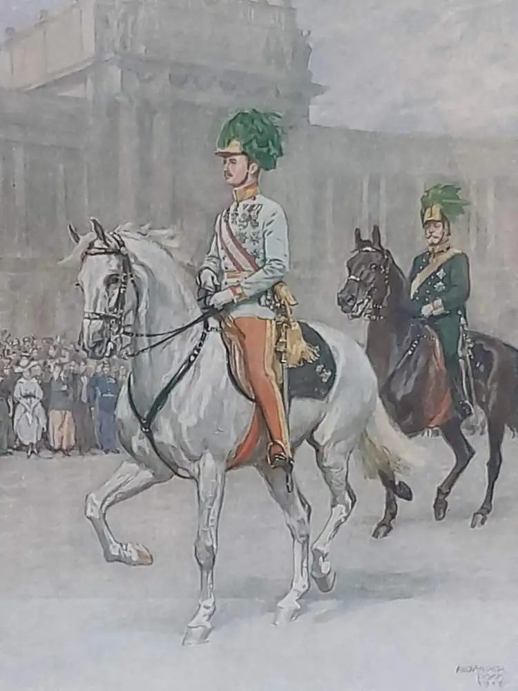 H405-Druck-Gemälde-Bild-Habsburger Monarchie-Passepartout-signiert-gerahmt- 4