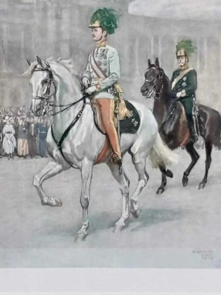 H405-Druck-Gemälde-Bild-Habsburger Monarchie-Passepartout-signiert-gerahmt- 5