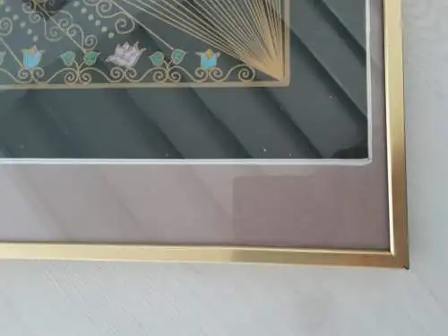 H291-Mandala-Gemälde-Bild-Ehe Mandala-Mischtechnik-gerahmt-hinter Glas-