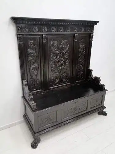 3178-HISTRORISMUS-Sitzbank-Truhenbank-Gründerzeit-Bank-Historismusbank-Sitzmöbel