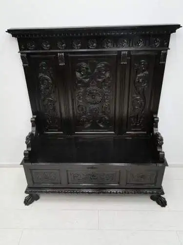3178-HISTRORISMUS-Sitzbank-Truhenbank-Gründerzeit-Bank-Historismusbank-Sitzmöbel