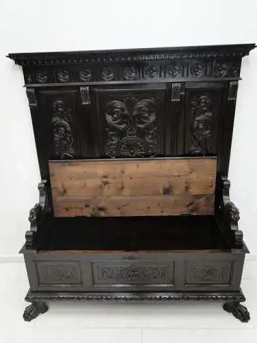 3178-HISTRORISMUS-Sitzbank-Truhenbank-Gründerzeit-Bank-Historismusbank-Sitzmöbel