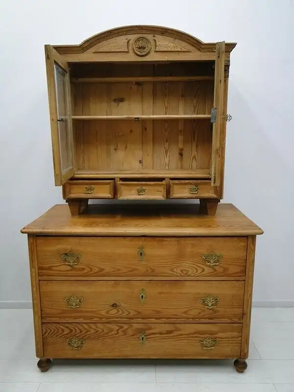 4561D-Landhauskommode-Aufsatzkommode-Bauernstube-Aufsatzvitrine-Kommode-Vitrine- 4