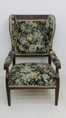 6065-Ohrenbackenfauteuil-ORIGINAL Biedermeier - Ohrenbackenstuhl-Fauteuil-Armleh