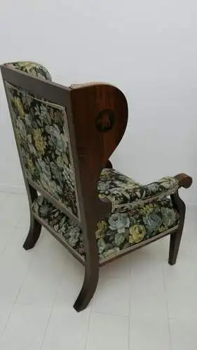 6065-Ohrenbackenfauteuil-ORIGINAL Biedermeier - Ohrenbackenstuhl-Fauteuil-Armleh
