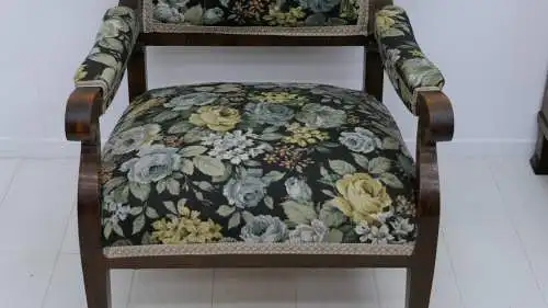 6064-Ohrenbackenfauteuil-ORIGINAL Biedermeier - Ohrenbackenstuhl-Fauteuil-Armleh