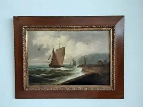 H1110-Ölbild-Küstenlandschaft-Öl auf Leinen-Ölgemälde-gerahmt-