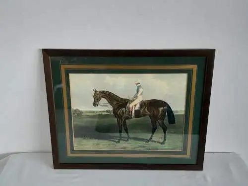 H943-Gemälde-Bild-Pferd-Tierbild-gerahmt-hinter Glas-Passepartout-