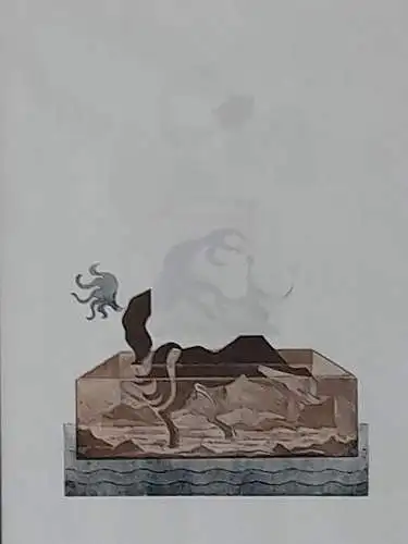 H934-Gemälde-Bild-abstrakt-Mischtechnik-hinter Glas-gerahmt