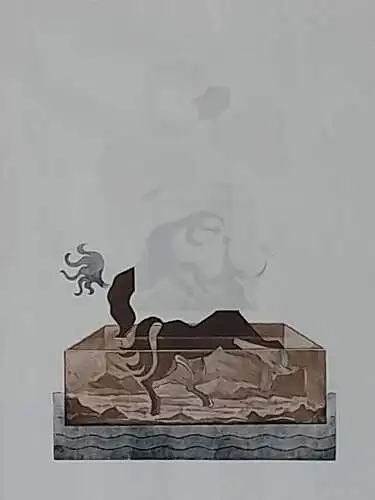 H934-Gemälde-Bild-abstrakt-Mischtechnik-hinter Glas-gerahmt