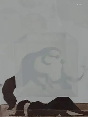 H934-Gemälde-Bild-abstrakt-Mischtechnik-hinter Glas-gerahmt