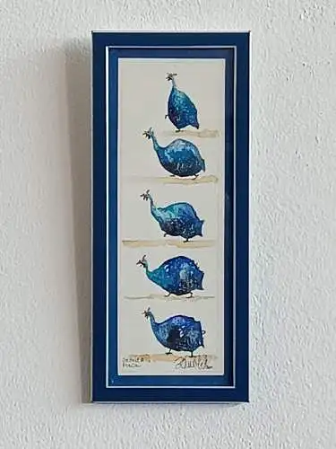 H138-Gemälde-Bild-Tierbild-Tiergemälde-Aquarell-Vogelstudie-Serie 1 von 3-gerahm