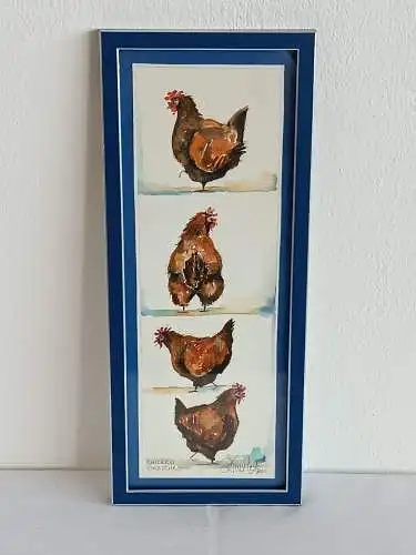 H139-Gemälde-Bild-Tierbild-Tiergemälde-Aquarell-Vogelstudie-gerahmt