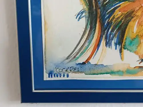 H143-Gemälde-Bild-Tierbild-Tiergemälde-Aquarell-Vogelstudie-gerahmt