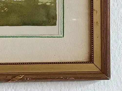 H153-Aquarell-hinter Glas-Landschaftsbild-Gemälde-Bild-Klopeiner See-gerahmt