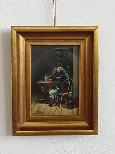 H151-Ölbild-Öl auf Holz-Gemälde-Bild-Ölgemälde-Portrait-gerahmt-signiert