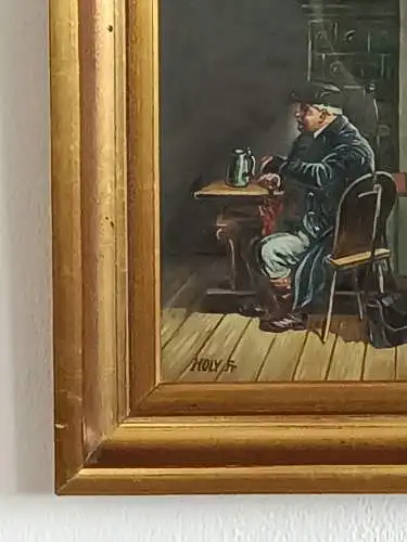 H151-Ölbild-Öl auf Holz-Gemälde-Bild-Ölgemälde-Portrait-gerahmt-signiert