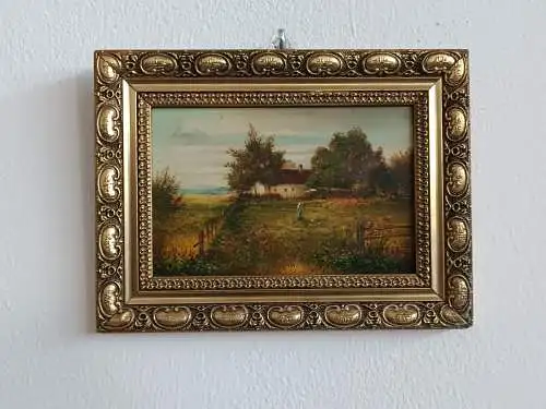 H140-Ölbild-Öl auf Holz-Ölgemälde-Bild-Landschaftsbild-Gemälde-gerahmt