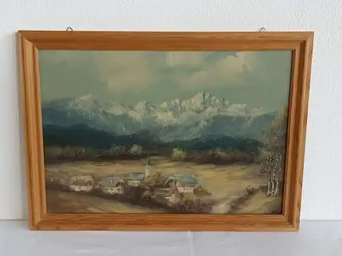 H137-Ölbild-Öl auf Holz-Gemälde-gerahmt-Ölgemälde-Bild-Landschaftsbild