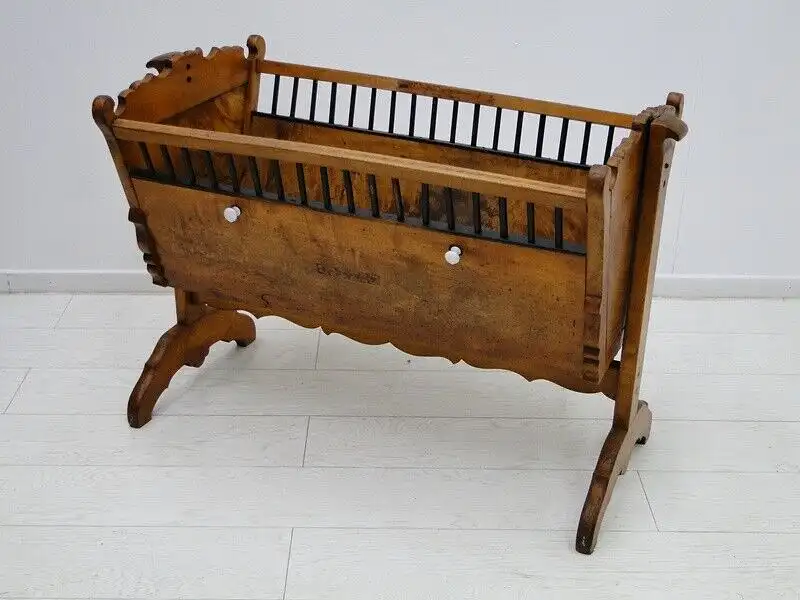 5942D-ORIGINAL BIEDERMEIER-Wippe-Kinderbett-Biedermeierwippe-Wiege-Biedermeier- 0