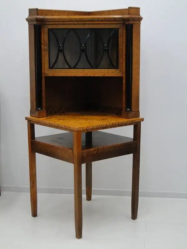 5170D-Biedermeier Vitrine-Eckvitrine-Eckkasten-Biedermeiervitrine-Eckvitrine- 0
