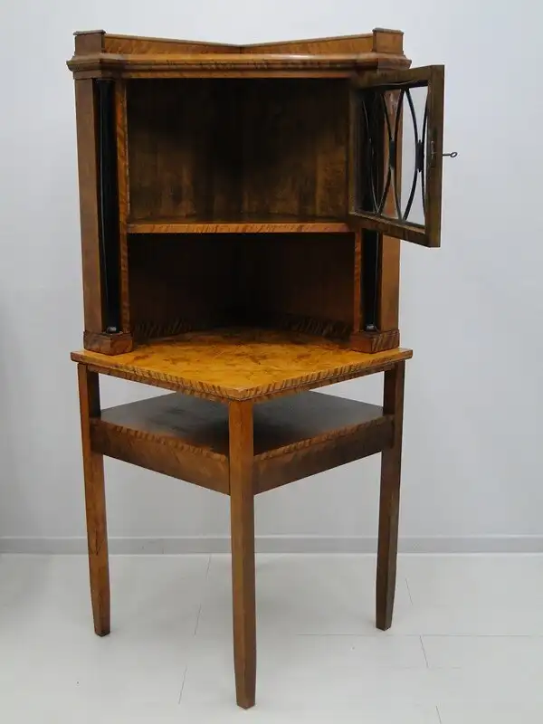 5170D-Biedermeier Vitrine-Eckvitrine-Eckkasten-Biedermeiervitrine-Eckvitrine- 1