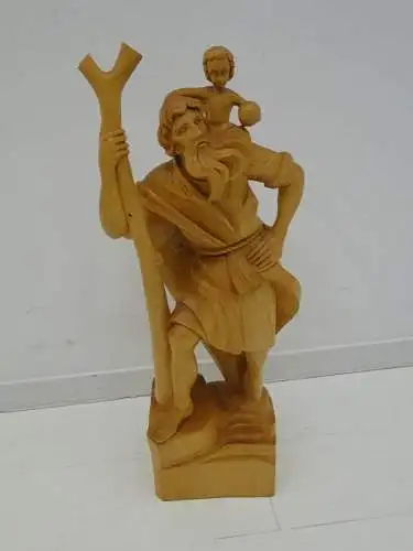 2432D-Holzfigur-Hl. Christopherus-hangeschnitze Figur-heiliger Christopherus-
