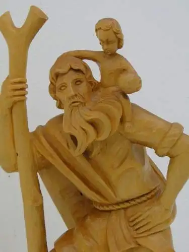 2432D-Holzfigur-Hl. Christopherus-hangeschnitze Figur-heiliger Christopherus-